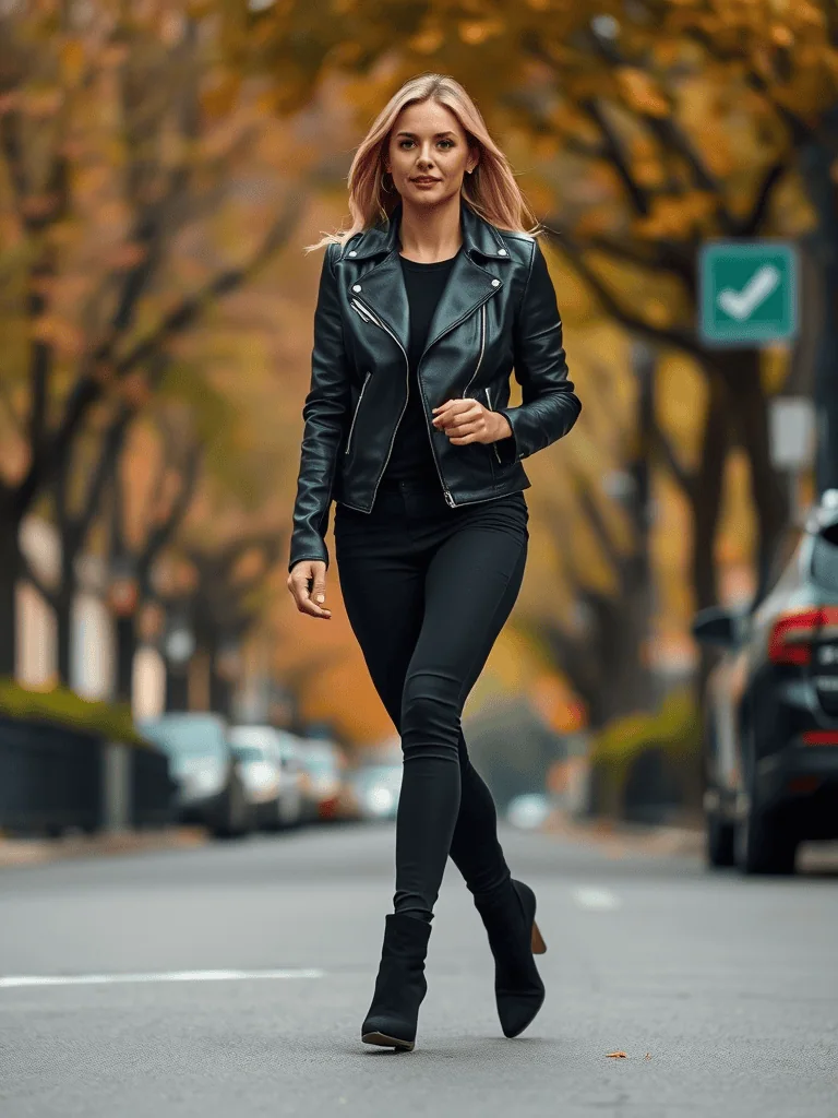 Leather Jacket and Leggings
