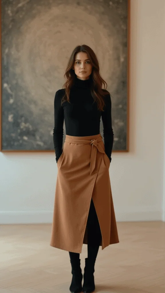 Turtleneck Bodysuit and Wrap Skirt