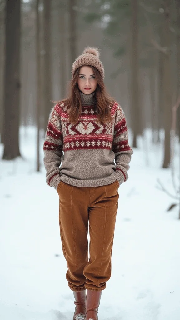Fair Isle Sweater and Corduroy Pants