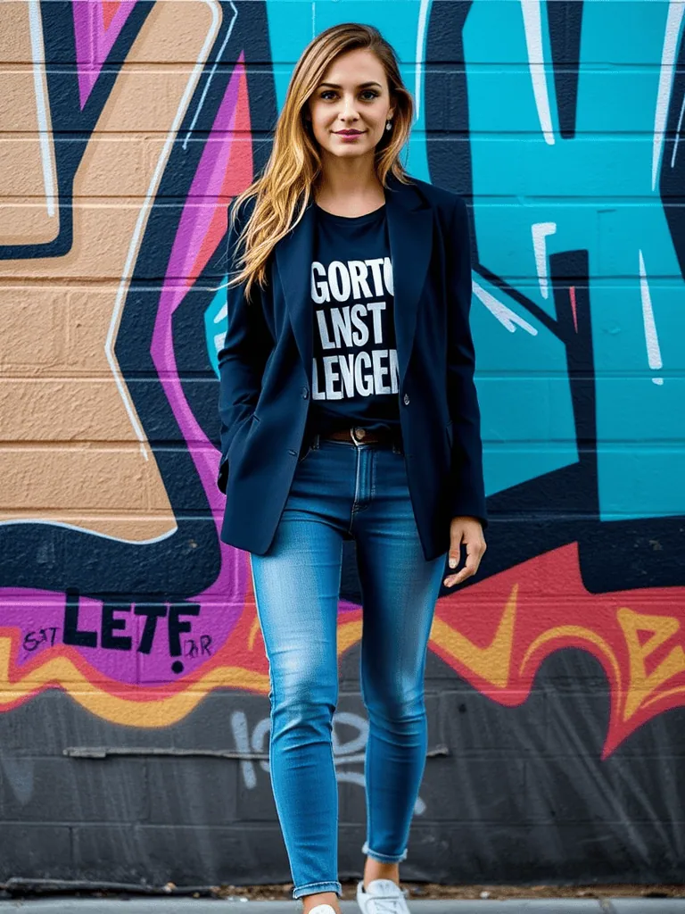 Blazer and Graphic Tee