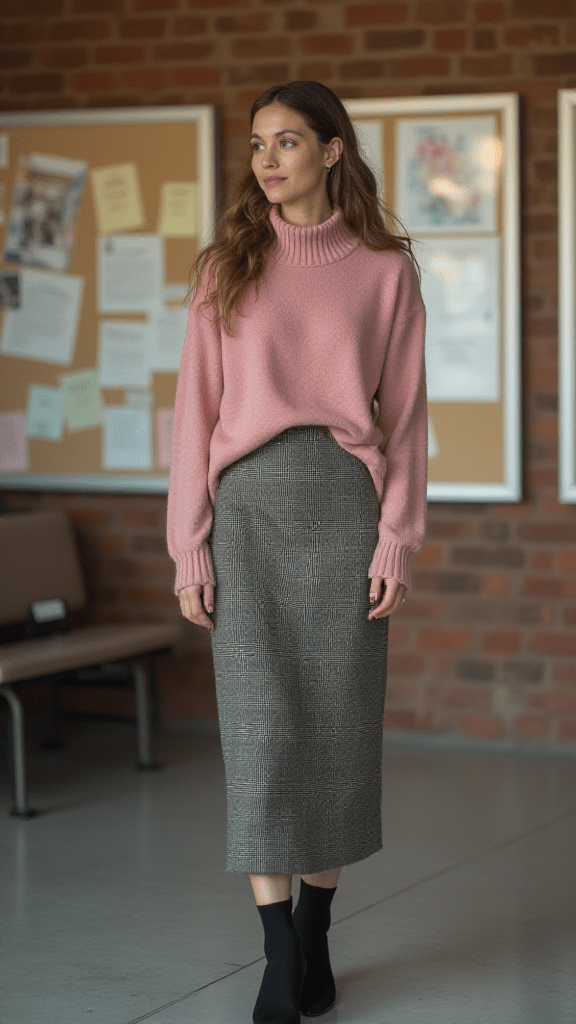 Tweed Skirt and Cashmere Sweater