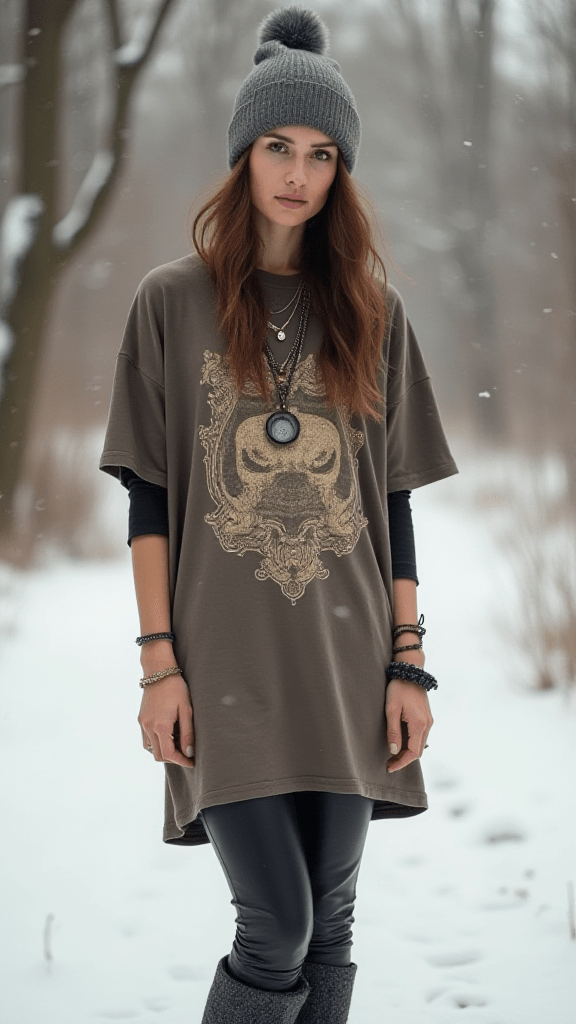 Oversized Band Tee and Leggings