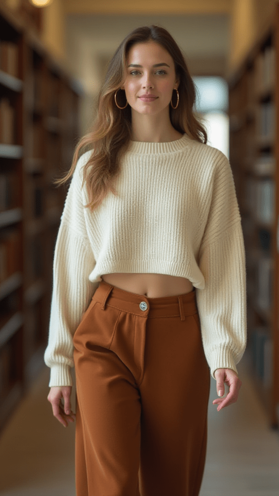 Cropped Sweater and High-Waisted Pants