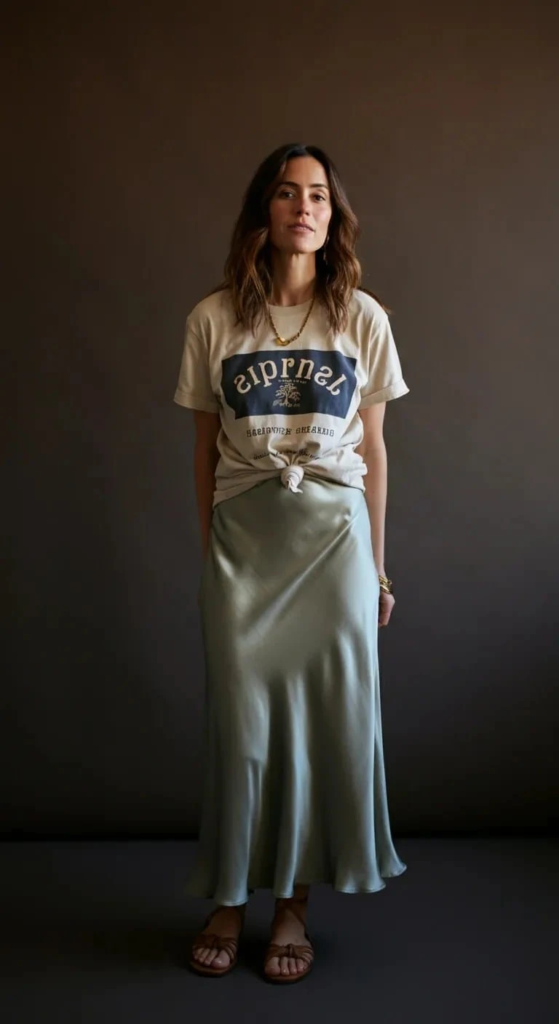 4. Statement T-shirt and Slip Skirt