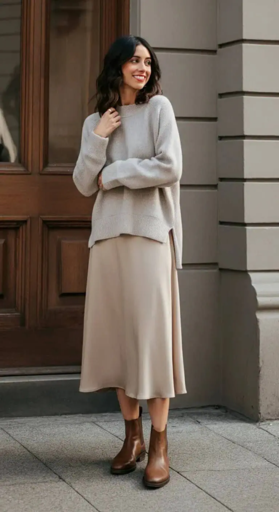 12. Midi Skirt and Lightweight Sweater