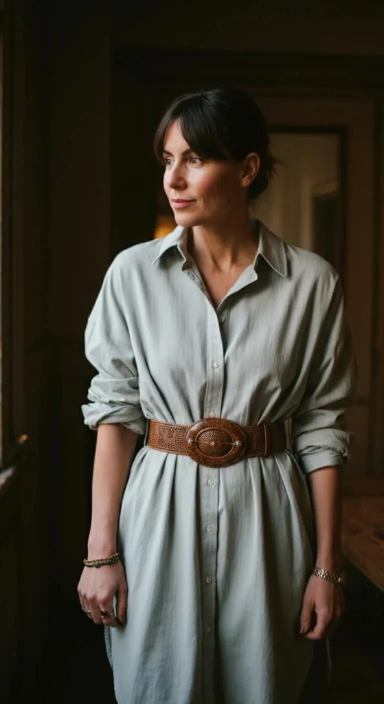 Shirt Dress with Statement Belt