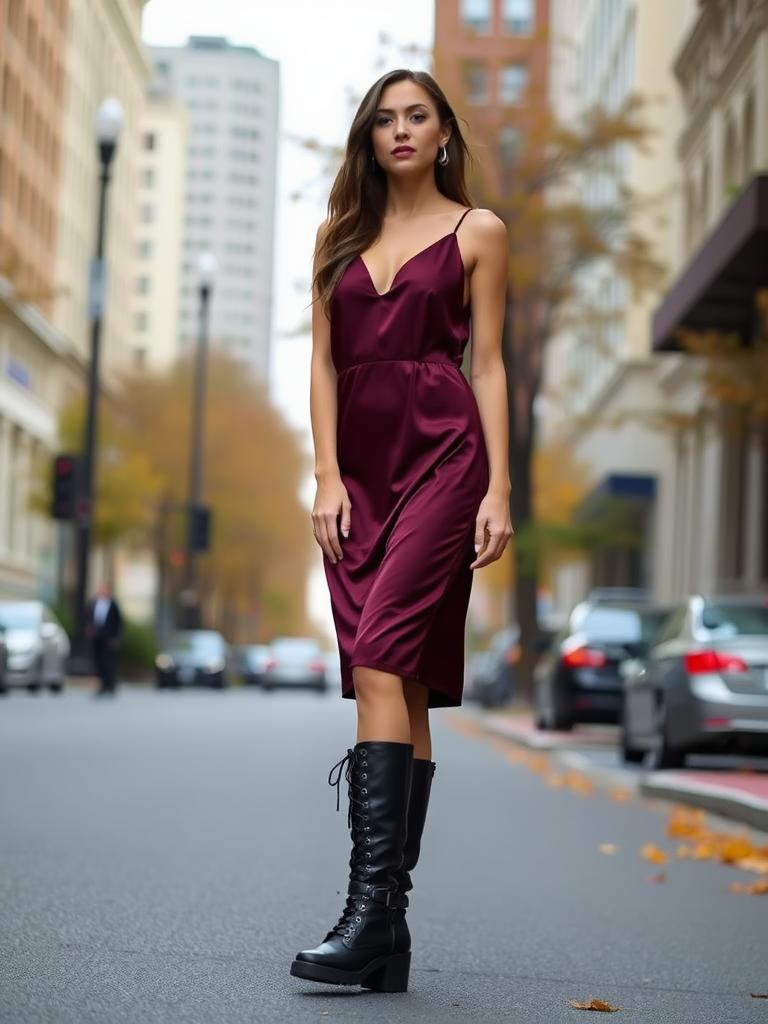 Slip Dress and Combat Boots