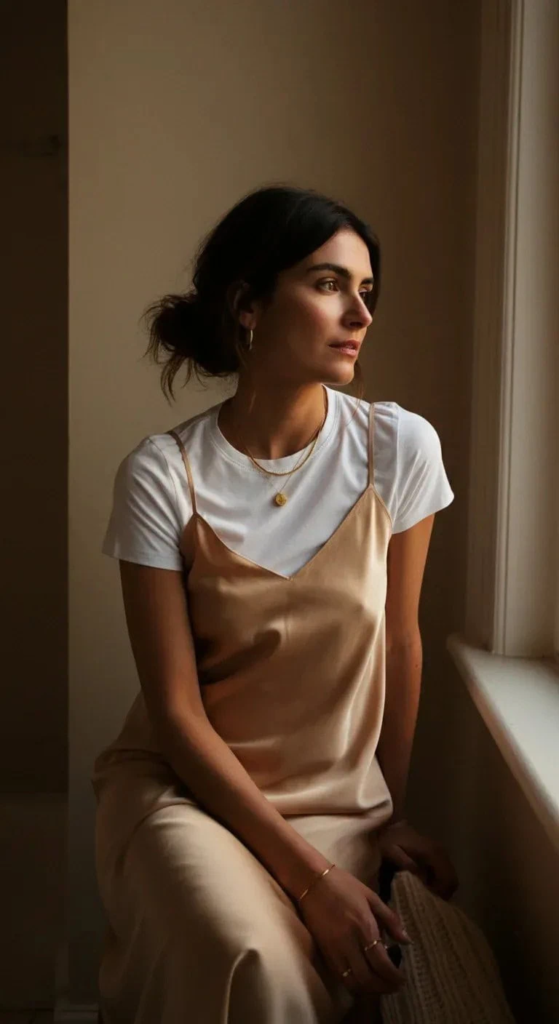 1. Slip Dress Over a White Tee