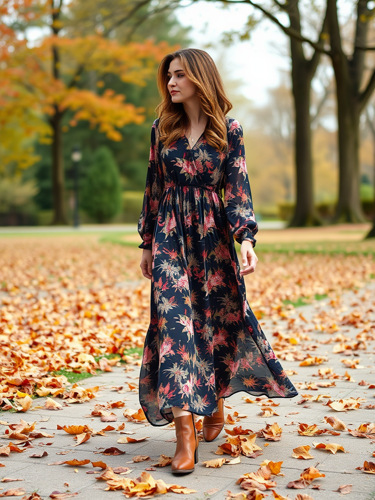 Flowy Maxi Dress and Ankle Boots