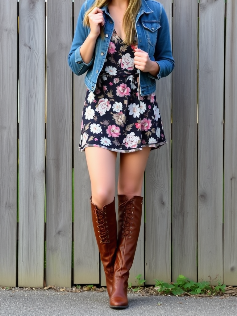  Lace-Up Boots and Mini Dress