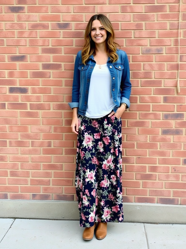Denim Jacket and Maxi Skirt