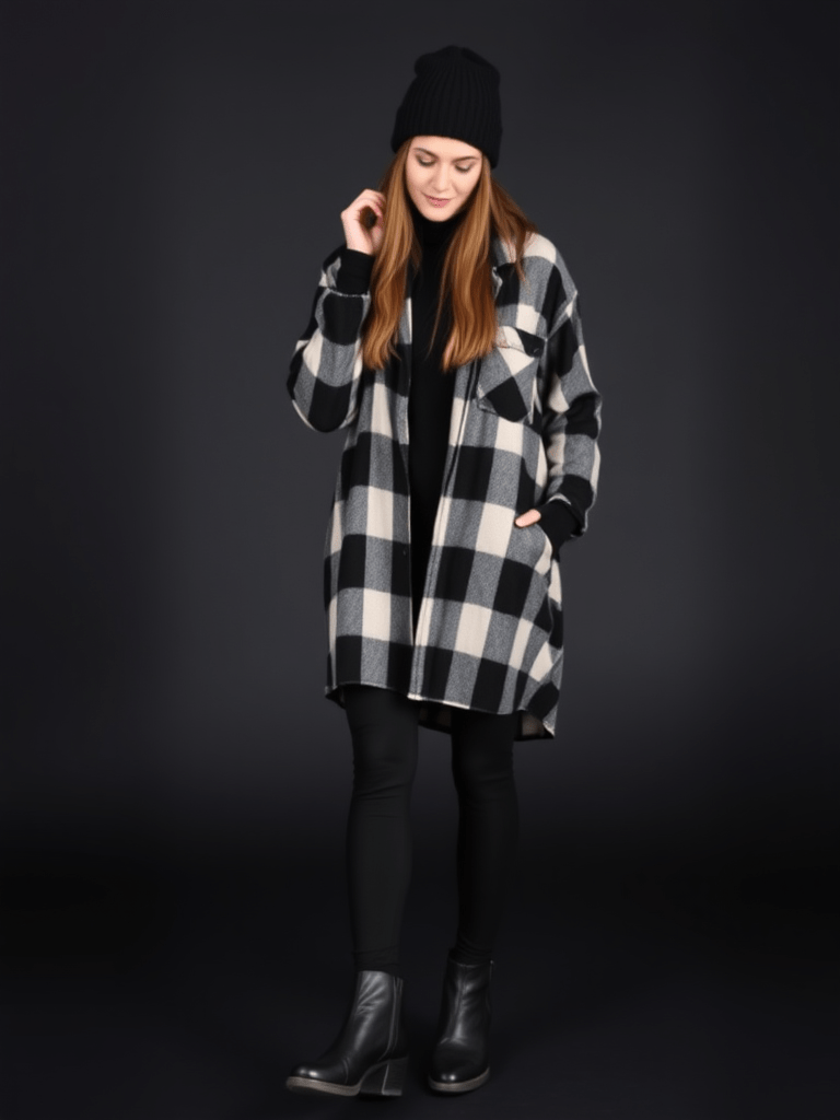  Plaid Shirt and Leggings Look