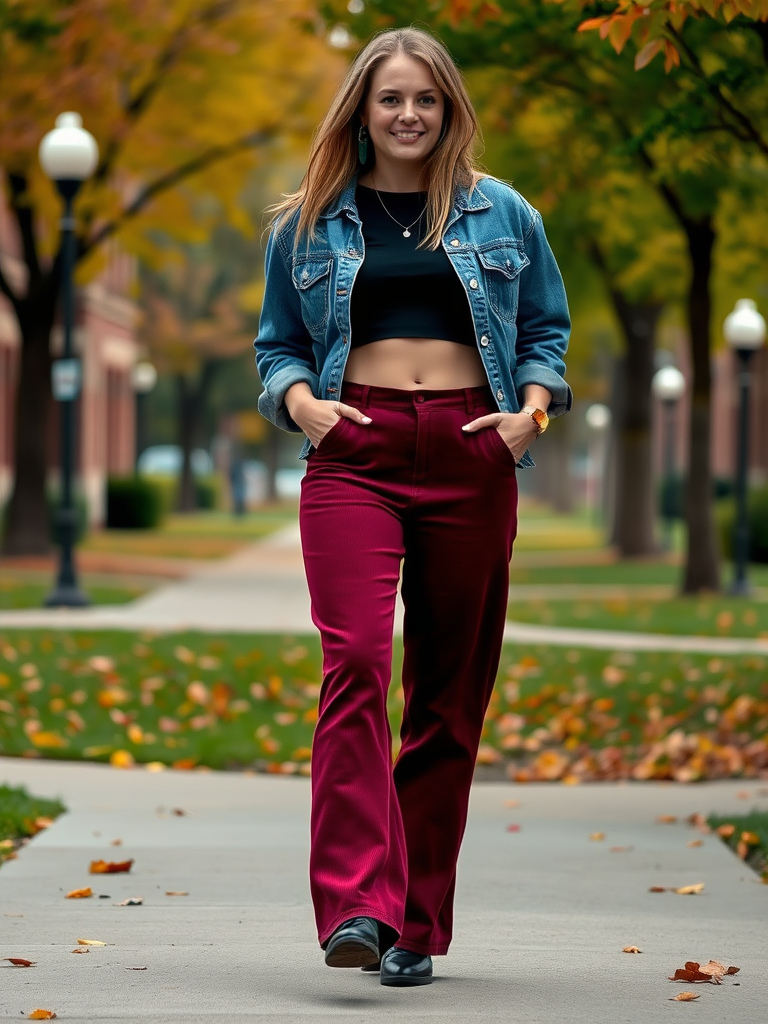 Corduroy Pants and Crop Top