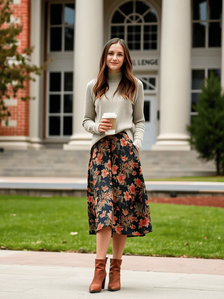 Midi Skirt and Turtleneck