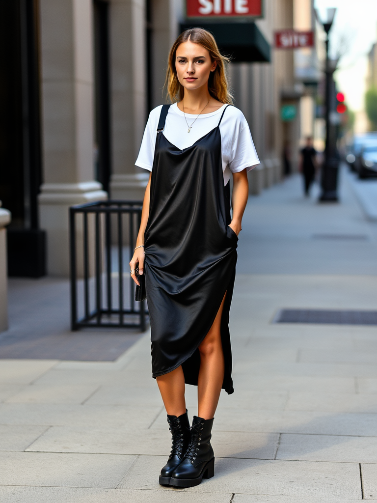  Slip Dress and Combat Boots