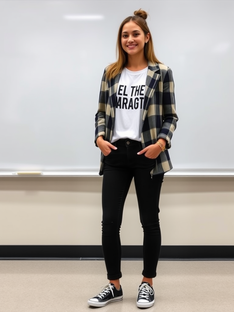 Plaid Blazer and Tee