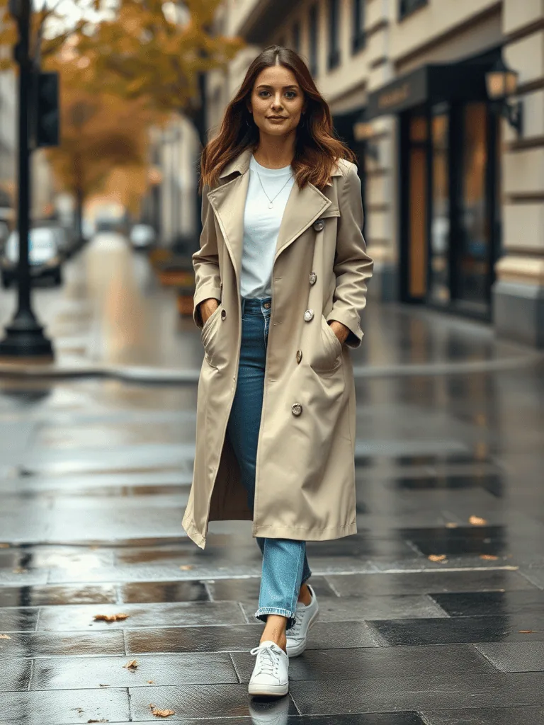 Trench Coat and Jeans