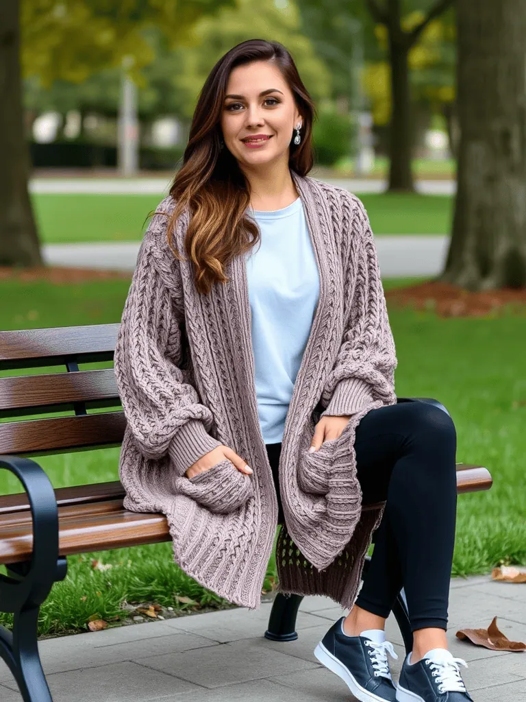 Chunky Cardigan and Leggings