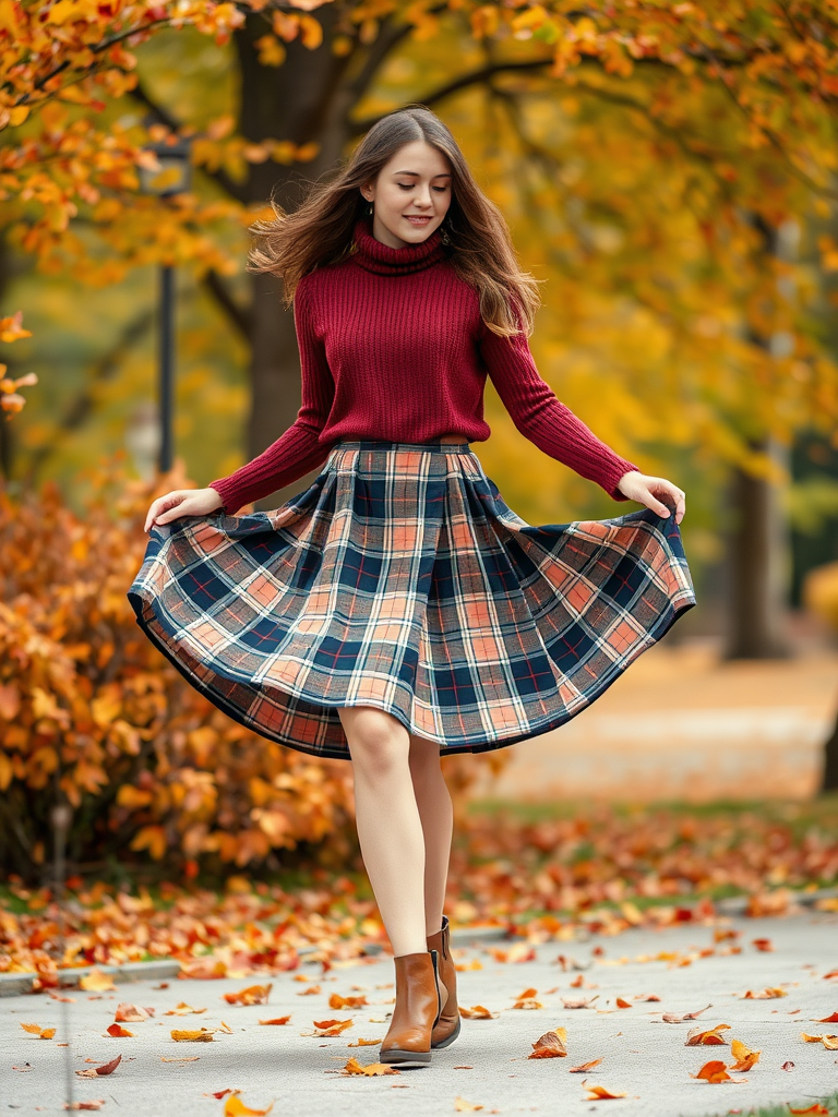 Preppy Plaid Skirt Ensemble