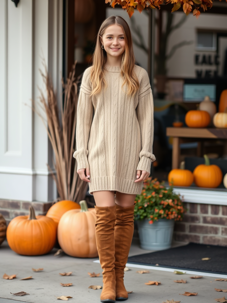 Sweater Dress and Knee-High Boots