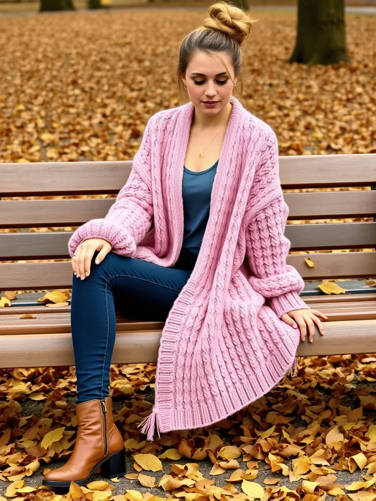 Chunky Knit Cardigan and Jeans