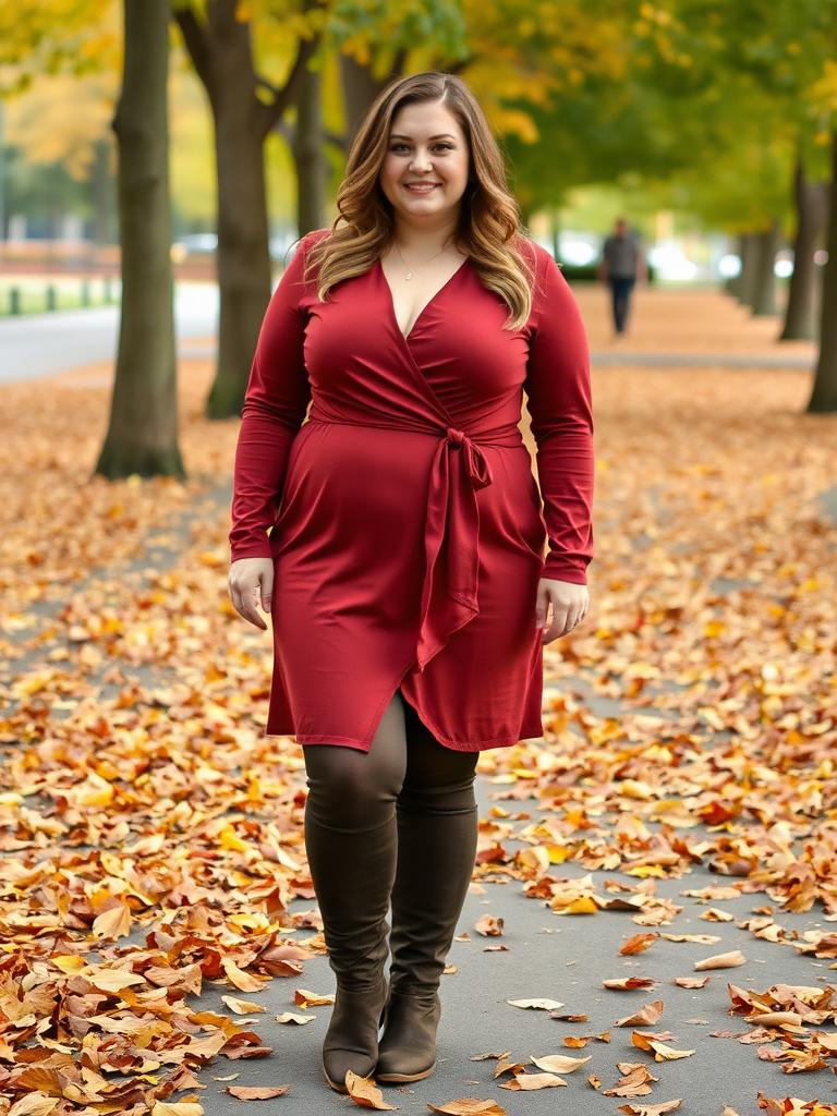 Wrap Dress and Knee-High Boots