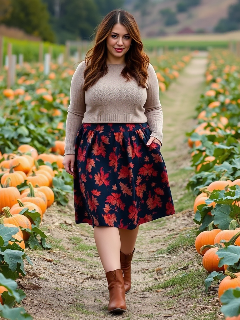 A-Line Skirt and Cropped Sweater