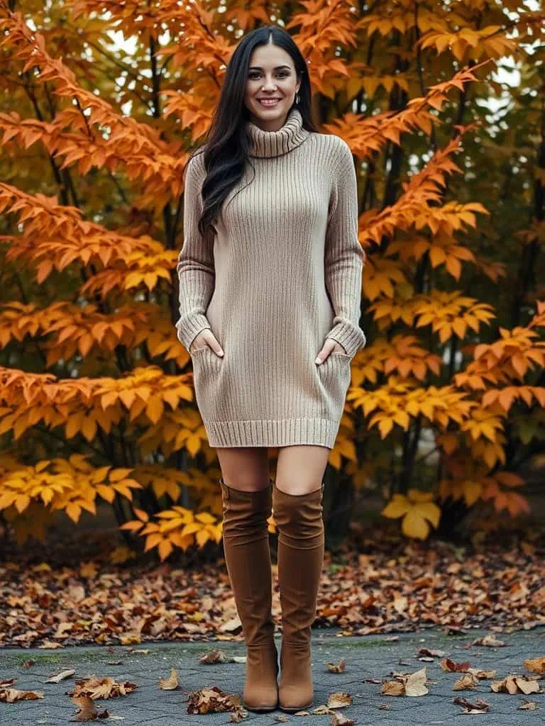 Sweater Dress and Knee-High Boots