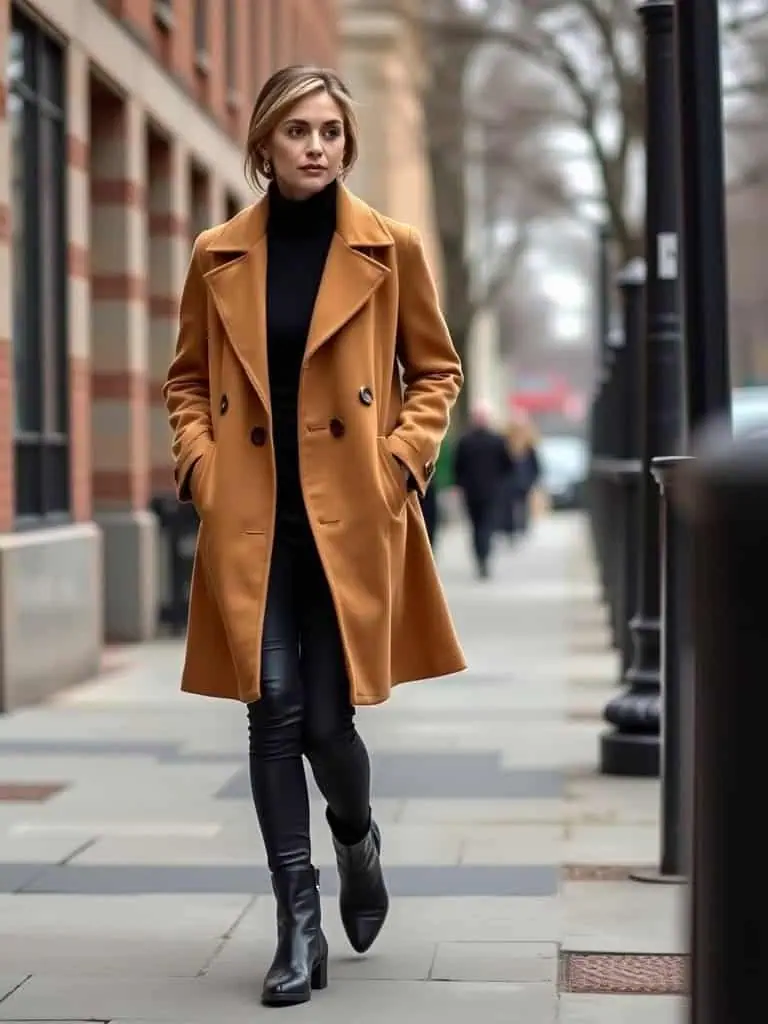 Camel Coat and All-Black Everything