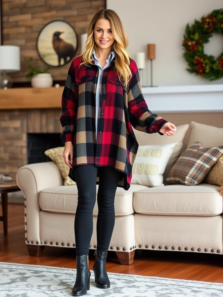 Plaid Shirt and Leggings