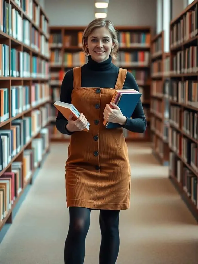 Turtleneck and Pinafore Dress