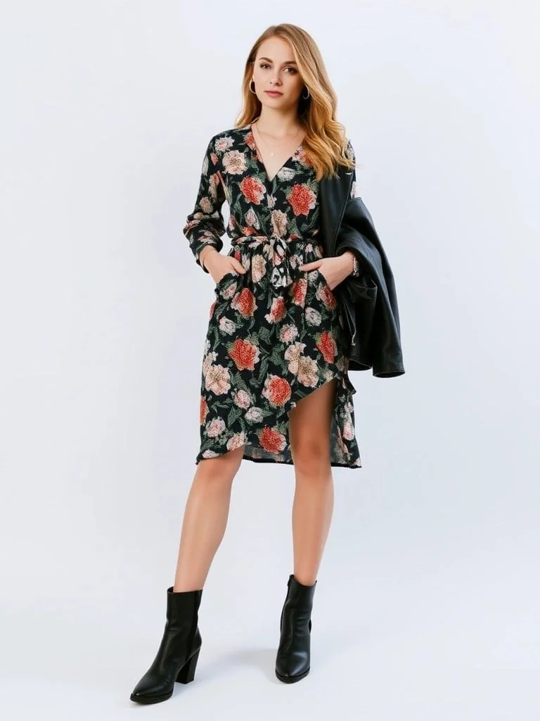 Wrap Dress and Ankle Boots
