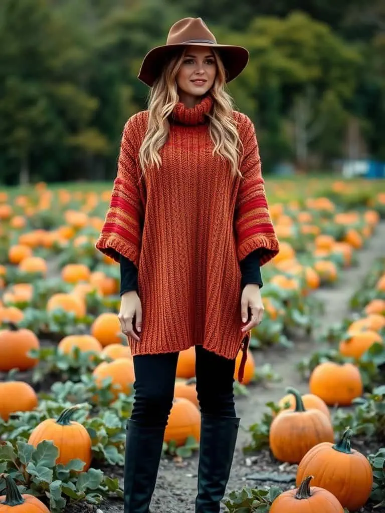 Turtleneck Poncho and Leggings