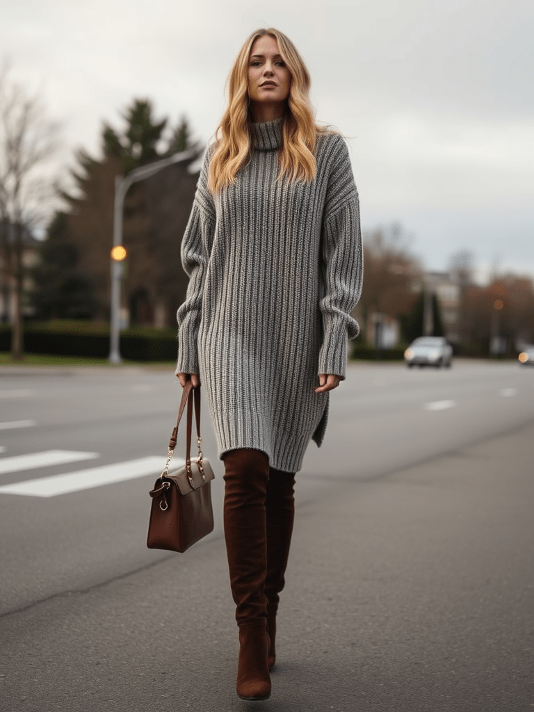 Sweater Dress and Boots Combo