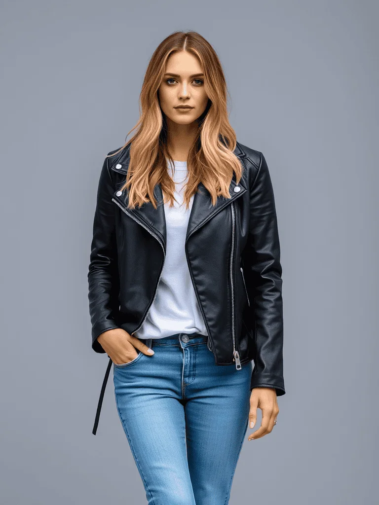 Leather Jacket and Jeans