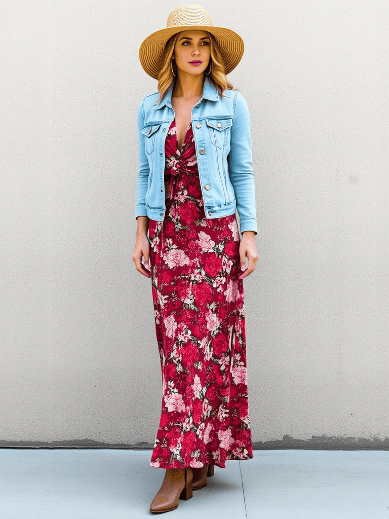 Denim Jacket and Maxi Dress