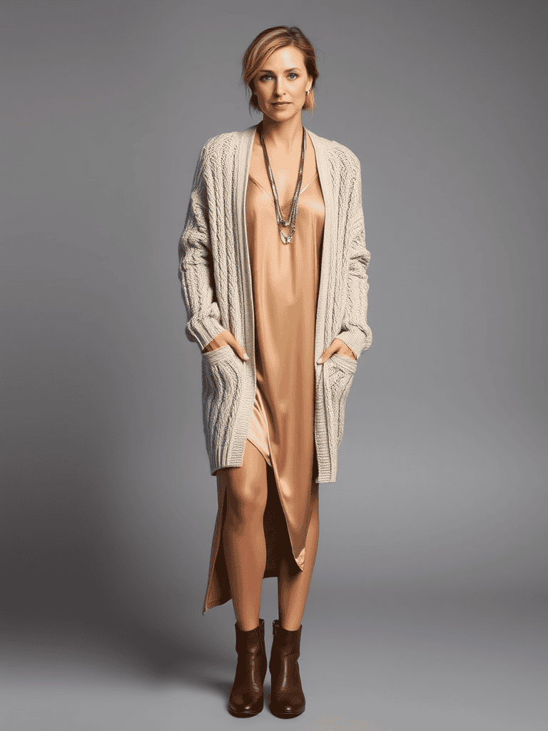 Chunky Cardigan and Slip Dress