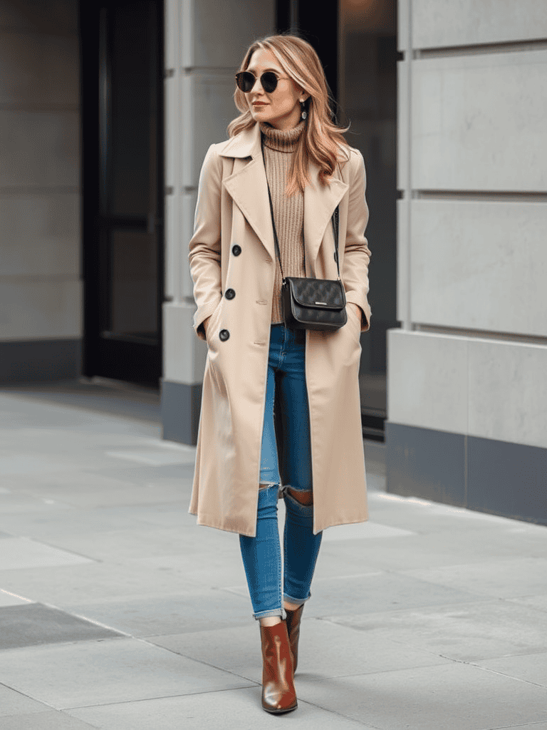 Trench Coat and Jeans