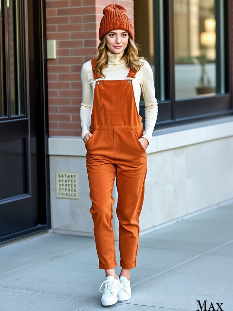 Corduroy Overalls and Turtleneck