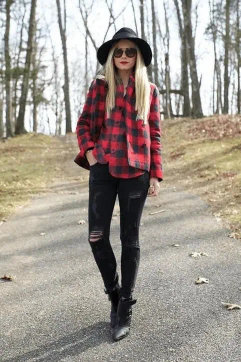The Classic Flannel and Ripped Jeans Combo