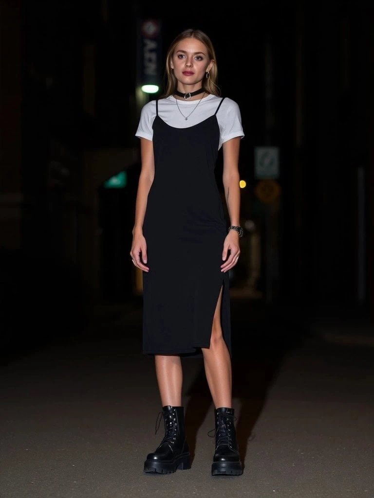 Slip Dress and Combat Boots