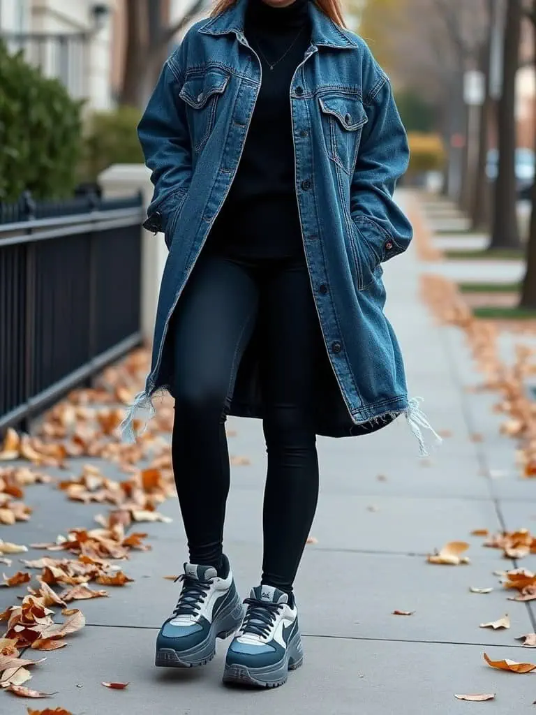 Oversized Denim Jacket and Leggings
