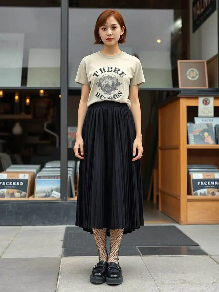 Graphic Tee and Midi Skirt