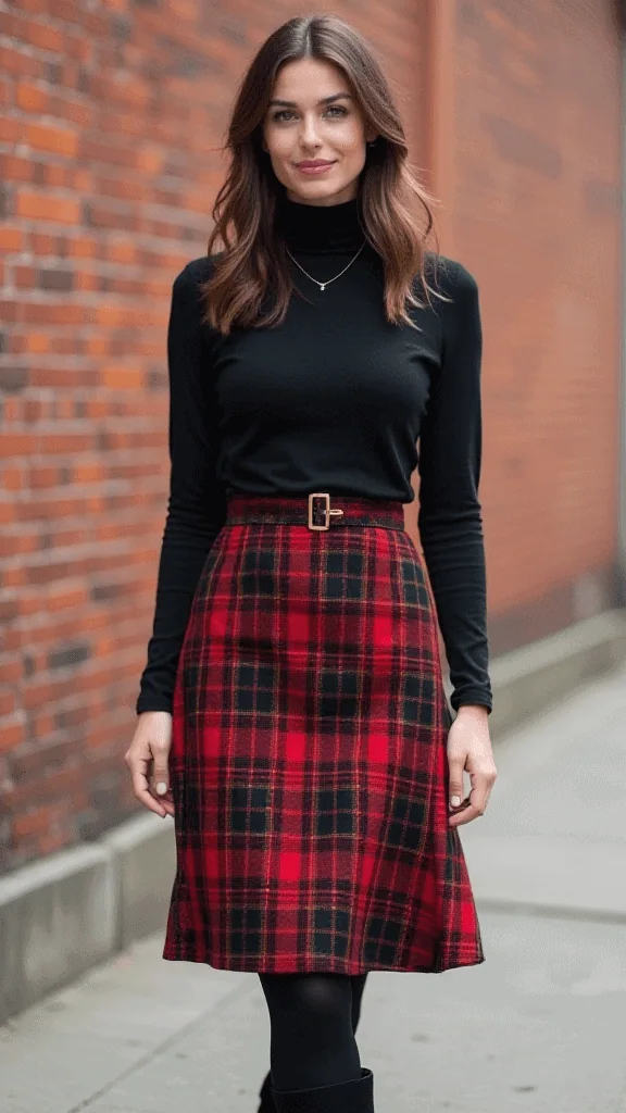 Turtleneck and Midi Skirt