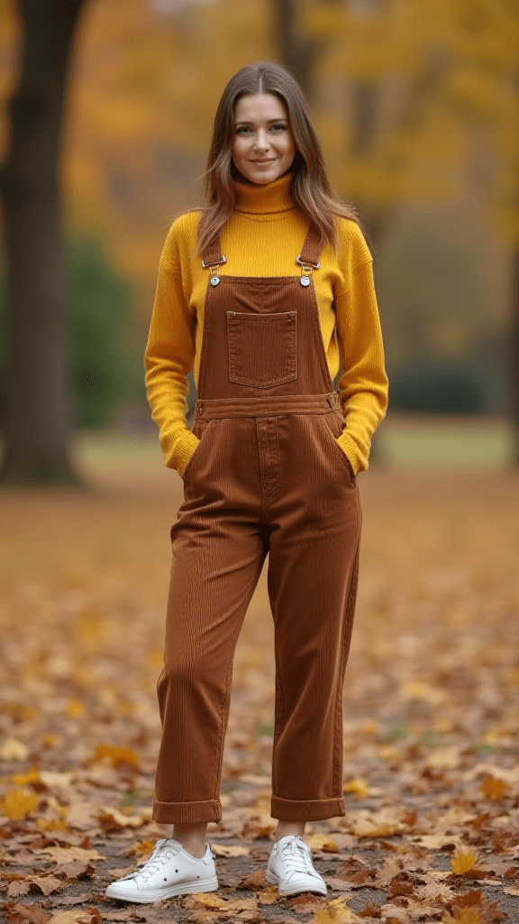 Turtleneck and Corduroy Overalls