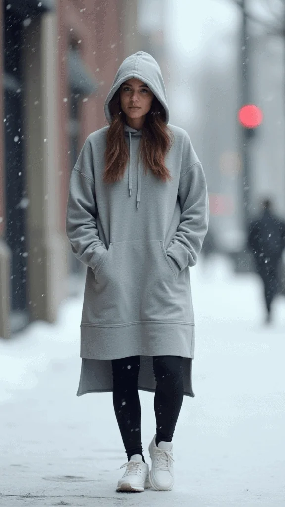 Hoodie Dress and Chunky Sneakers