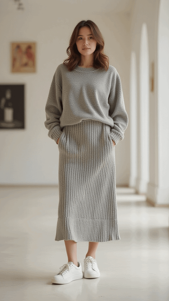 Knit Skirt with Matching Sweater