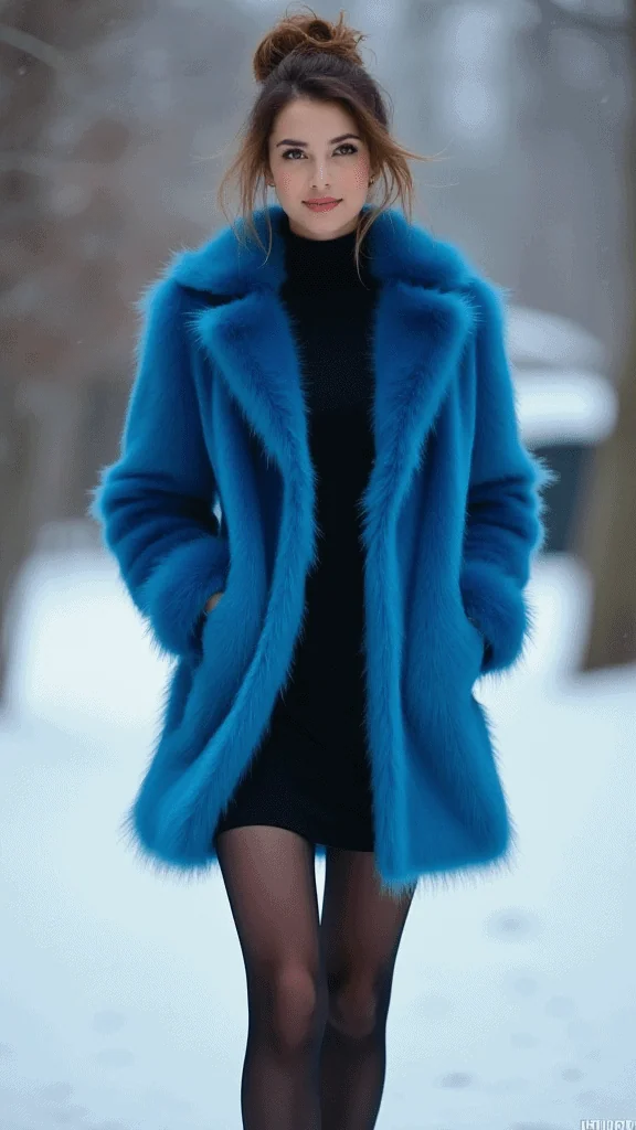 Colorful Faux Fur Coat and LBD