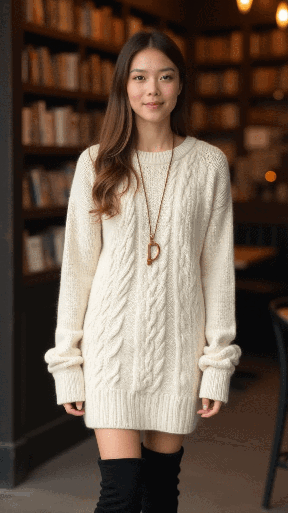 Sweater Dress and Over-the-Knee Boots