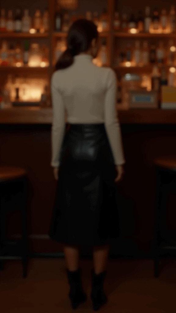 Leather Midi Skirt and Turtleneck Bodysuit